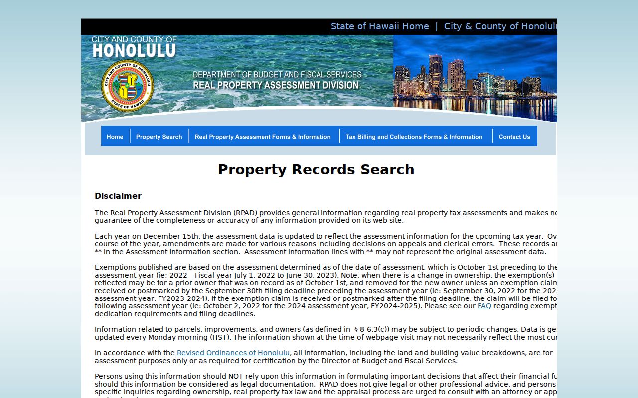 Honolulu RPAD property search used for Kapolei resident address research